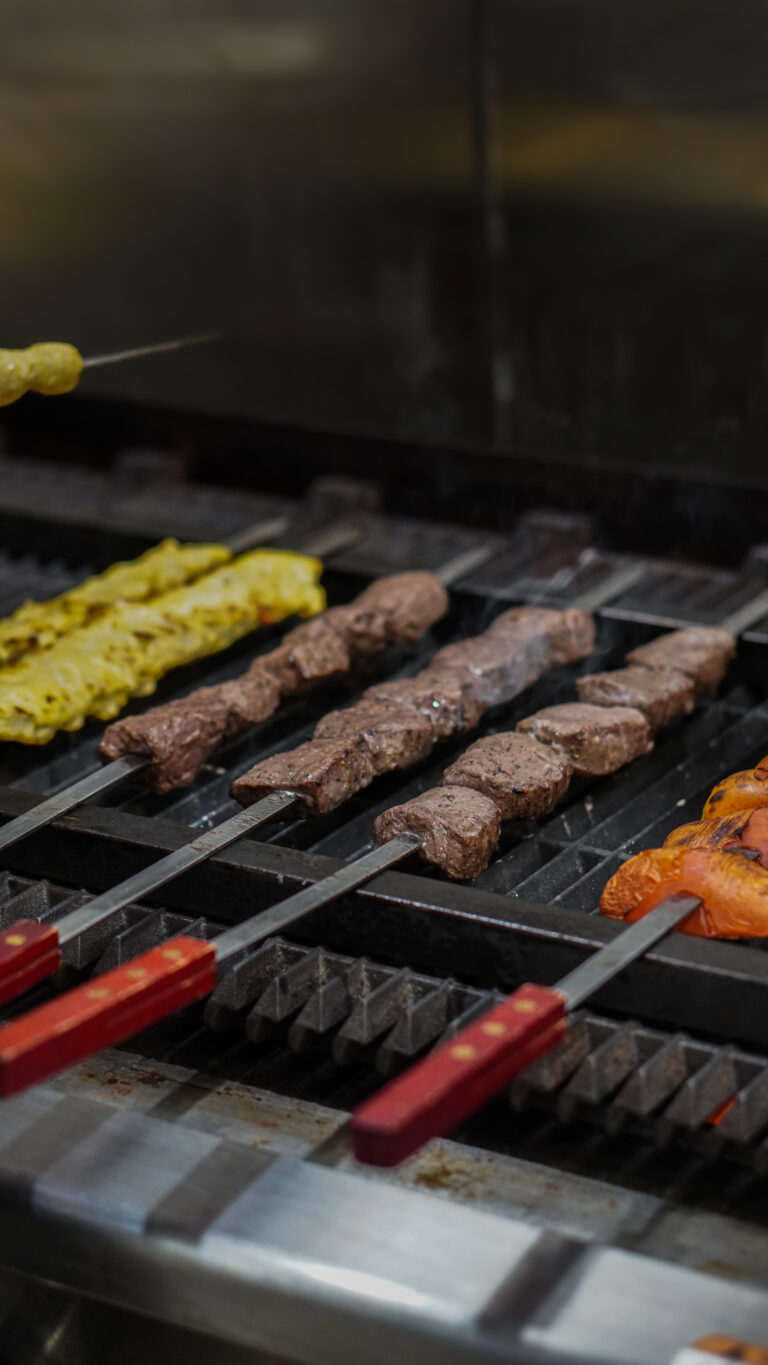 “Grilled chicken and beef kabob at Linworth Grill in Columbus Ohio”